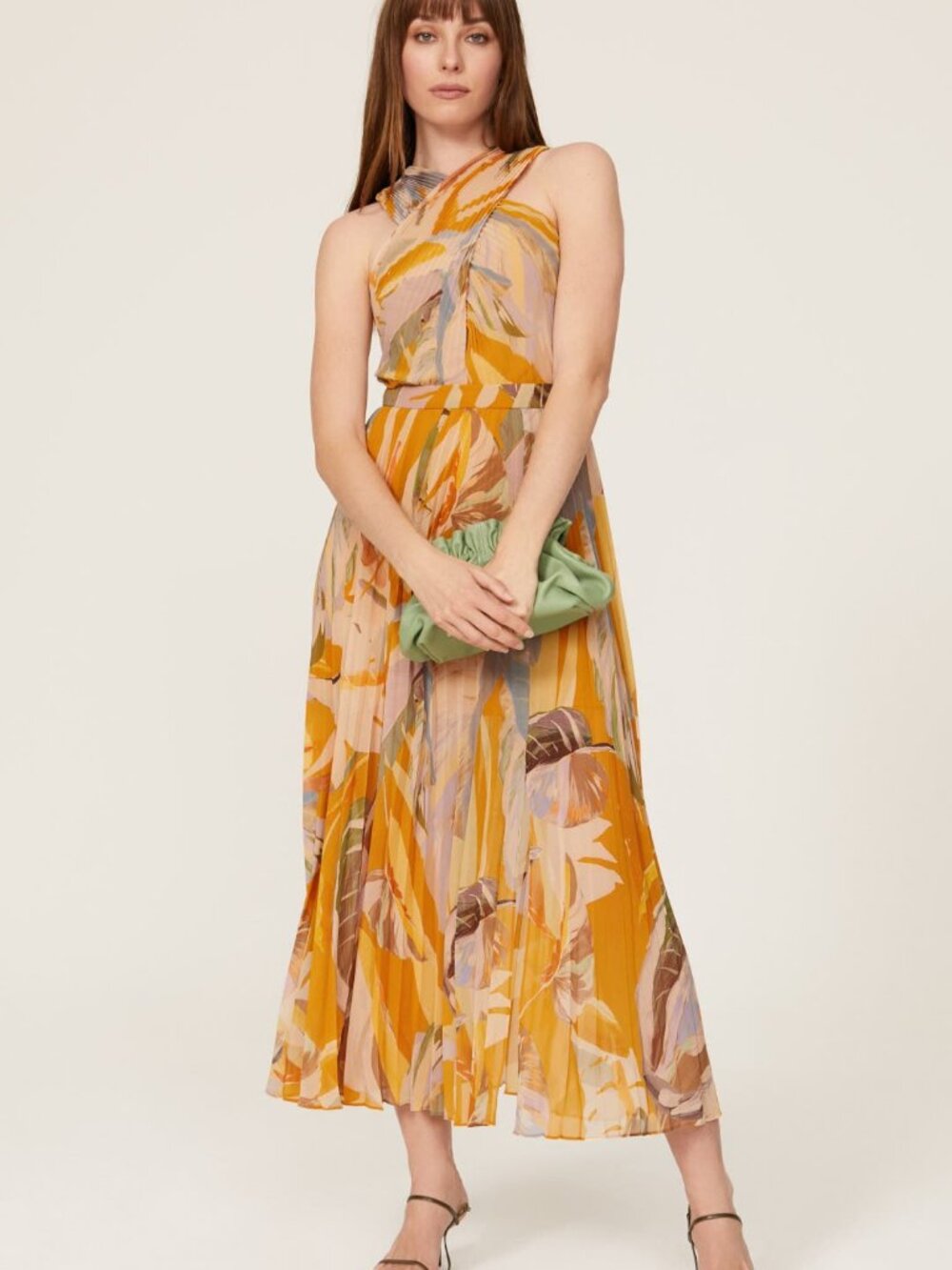 Ted Baker Ansa Pleated Dress Orange Floral
